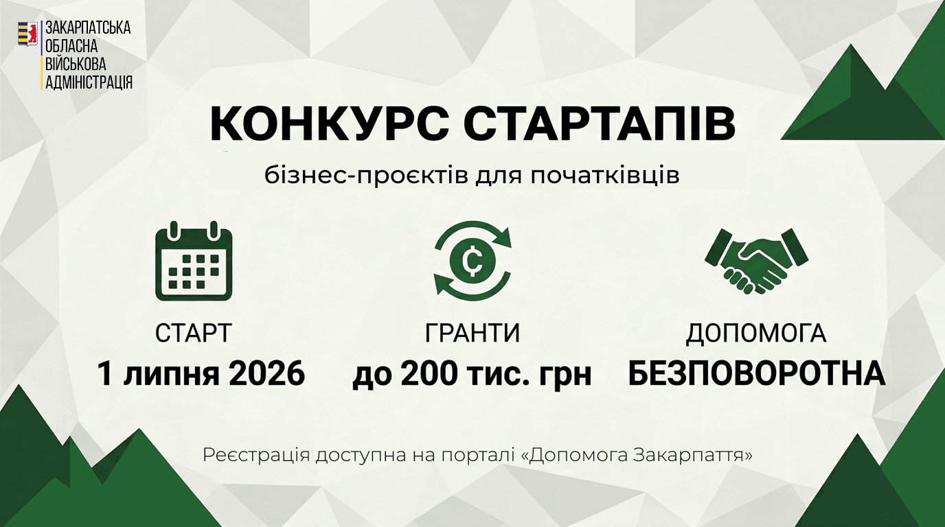 До 200 тис. грн на власну справу: на Закарпатті з 1 липня стартує конкурс для підприємців-початківців