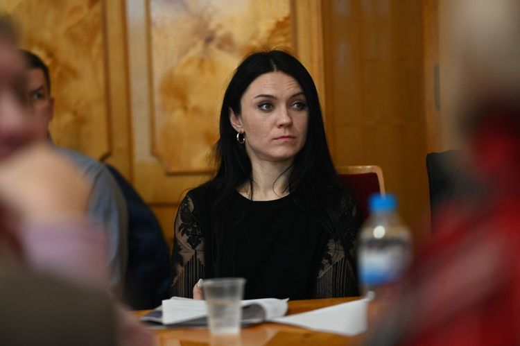  Учасниця круглого столу щодо соціального захисту осіб з інвалідністю